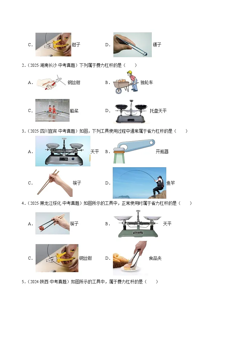 三年(2023-2025)中考物理真题分类汇编:专题14 简单机械综合(原卷版)第3页