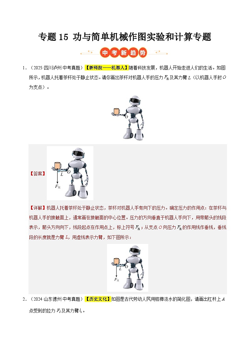 三年(2023-2025)中考物理真题分类汇编:专题15 功与简单机械作图实验和计算专题(解析版)第1页