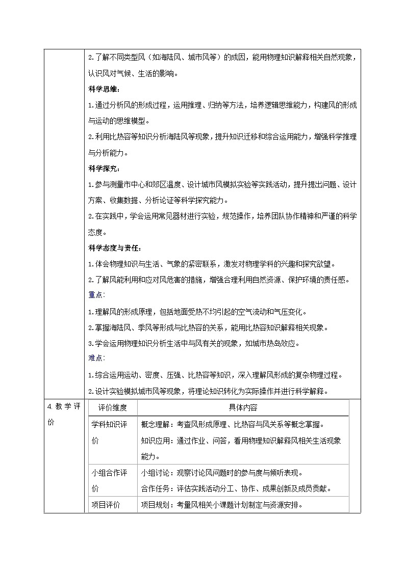 【大单元·任务式】《1.4 跨学科实践——风》课时教学设计(表格式)第2页