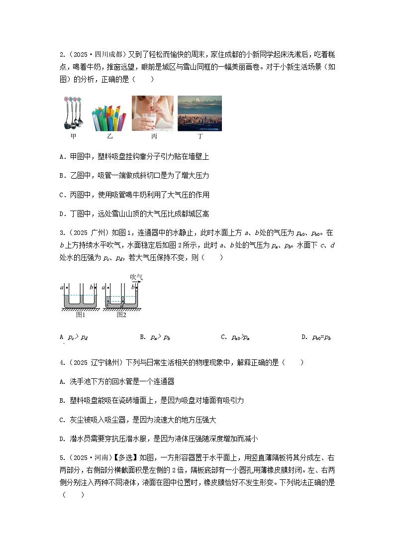 2026年中考物理冲刺专题测试训练-压强(附答案)第3页