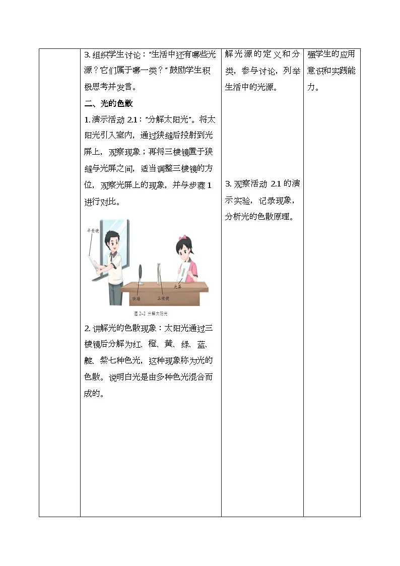 苏科版(2024)八年级上册物理第二章 光现象 教案【表格式】第3页