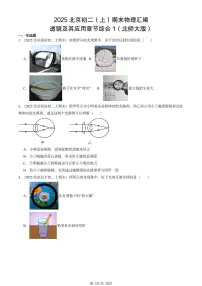 2025北京初二(上)期末物理汇编:透镜及其应用章节综合1(北师大版) 有答案解析