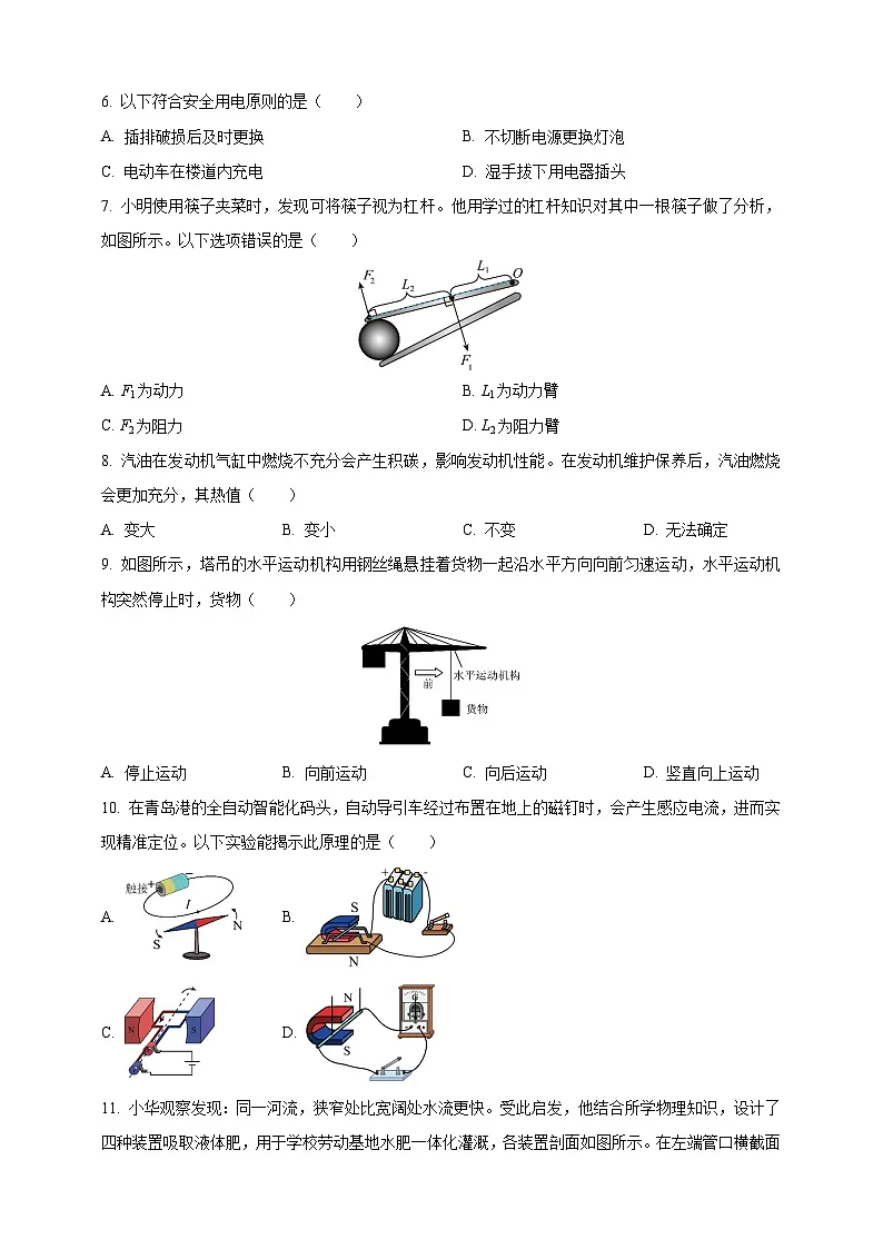 2025年山东省中考物理真题(原卷版)第2页