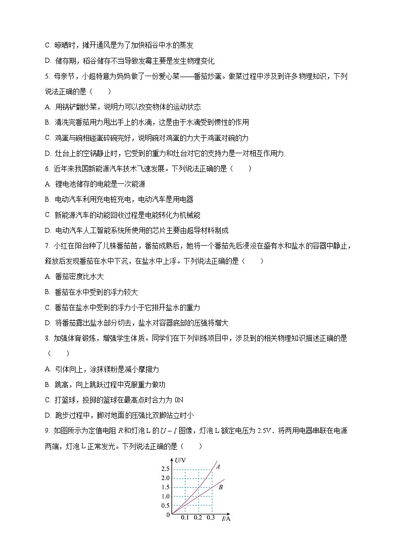 2025年四川省达州市中考物理真题(原卷版)第2页