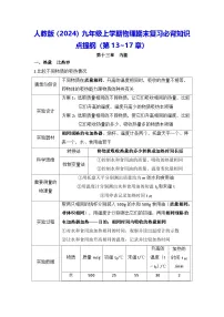 人教版（2024）九年级上学期物理期末复习必背知识点提纲（第13~17章） 学案