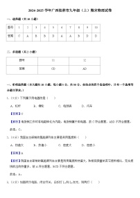 2024-2025学年广西桂林市九年级(上)期末物理试卷(教师用)