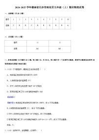 2024-2025学年湖南省长沙市雨花区九年级（上）期末物理试卷+答案