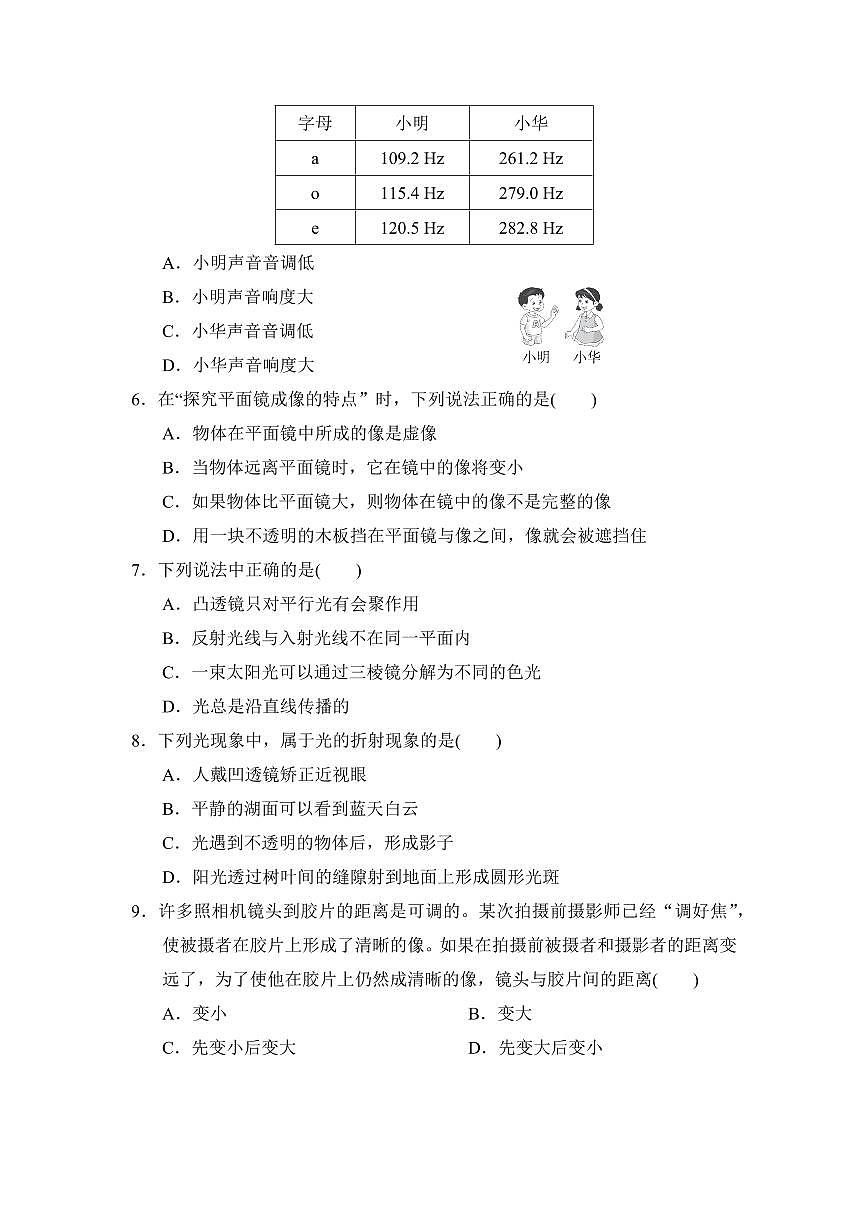2024版人教版八年级上册物理期中综合测试卷含答案第2页