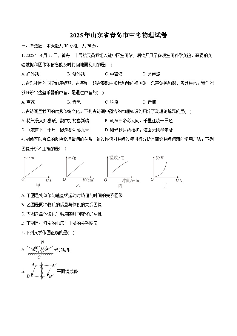 2025年山东省青岛市中考物理试卷（含详细答案解析）