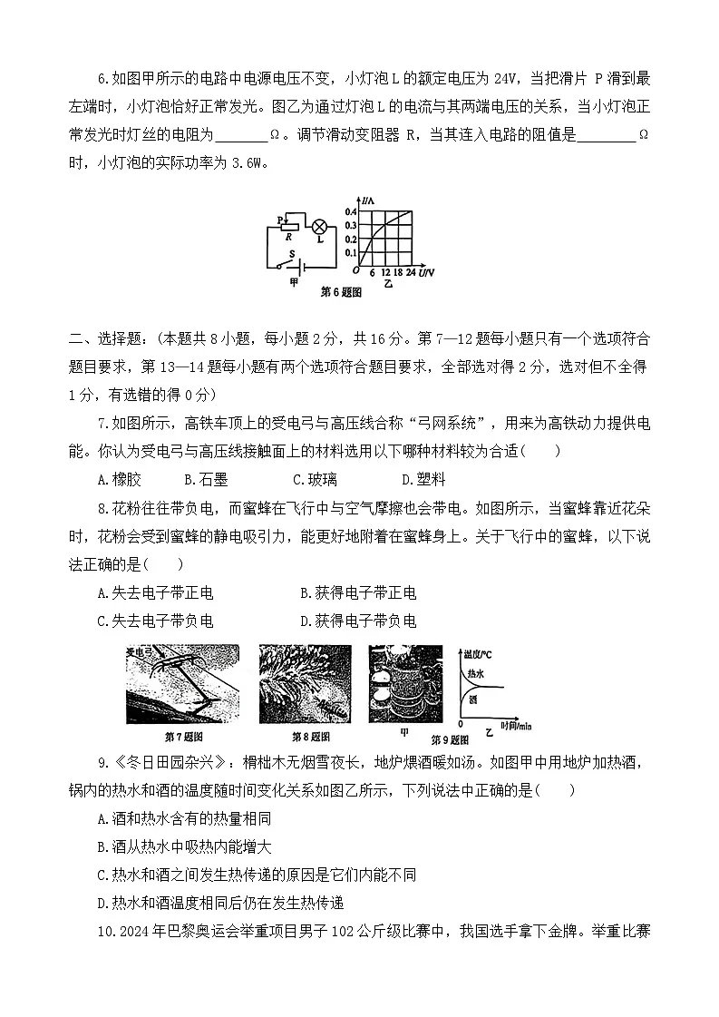 河南省驻马店市正阳县2024-2025学年九年级上学期1月期末物理试题第2页