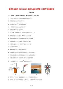 重庆市长寿区2024_2025学年度九年级上册(12月)月考物理学情试卷【答案】