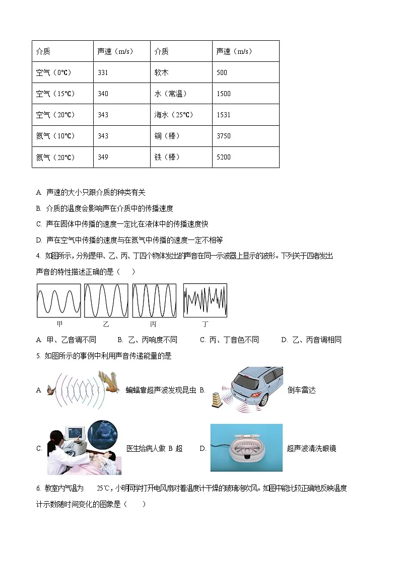 广东省广州市第七中学2024-2025学年八年级上学期期中考试物理试题(含答案)第2页