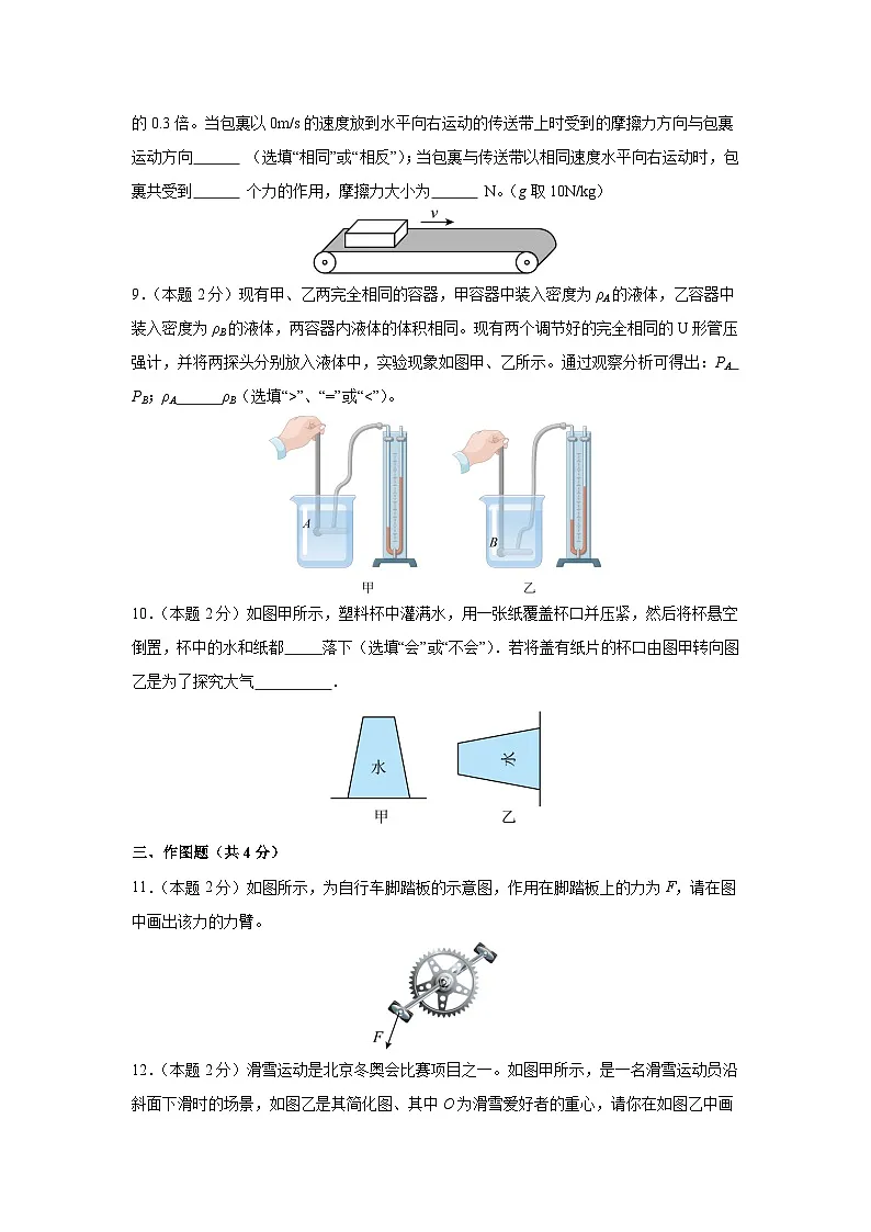 广东省深圳2023-2024学年八年级下学期期中模拟卷物理试卷第3页