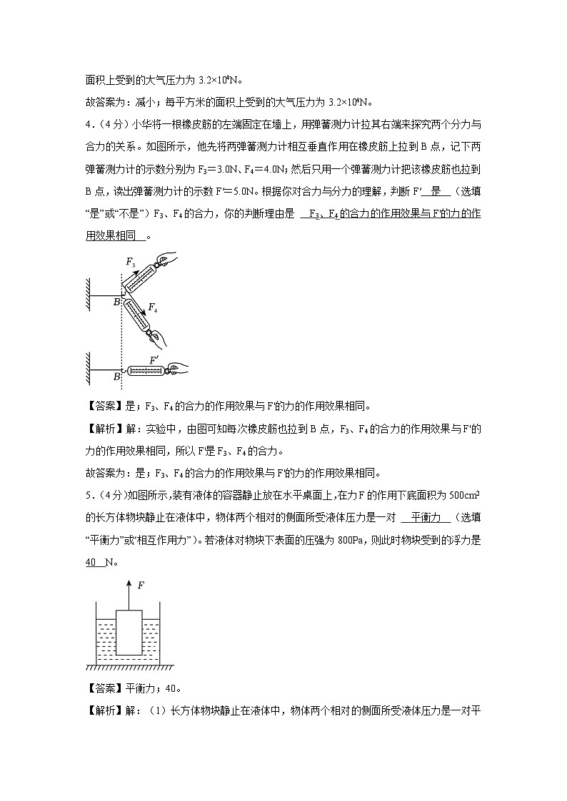 安徽省合肥市2023-2024学年下学期八年级期中考试物理试卷第2页