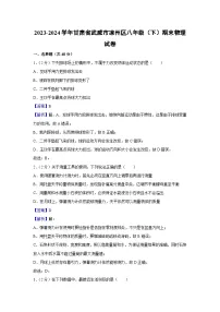 甘肃省武威市凉州区2023-2024学年八年级下学期期末物理物理试卷