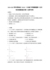 2024-2025学年苏科版（2024）八年级下学期第一次月考仿真模拟练习卷（江苏专用）物理试卷（解析版）