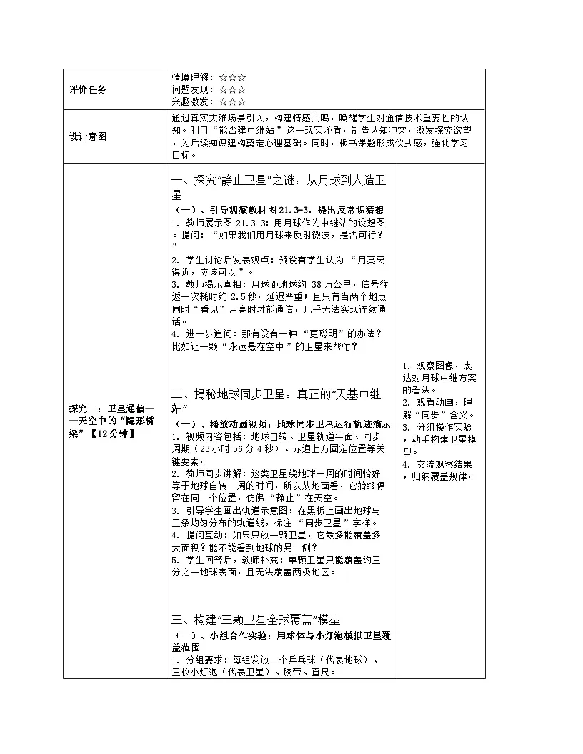 《第二十一章 电磁波及其应用:3 卫星通信和光纤通信》教学设计(表格版)-2025-2026学年人教版(2024)物理九年级全一册第3页