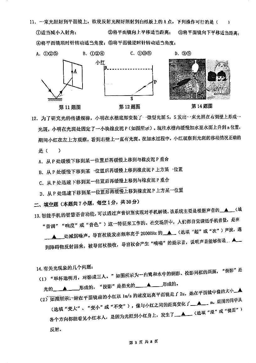 江苏省南京市力人学校2025-2026学年八年级上学期物理阶段练习(10月) (月考)第3页