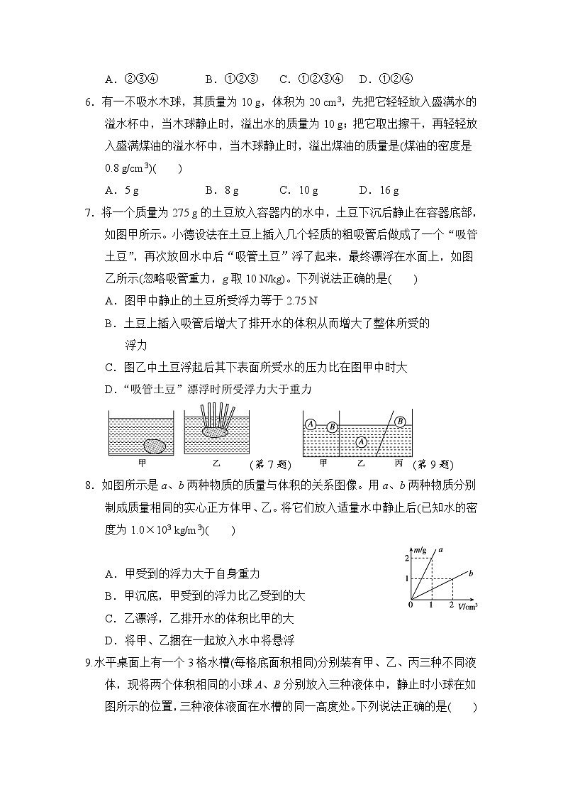 人教版(2024)八年级物理下册 第十章 浮力 章节能力检测卷(试卷含答案)第2页