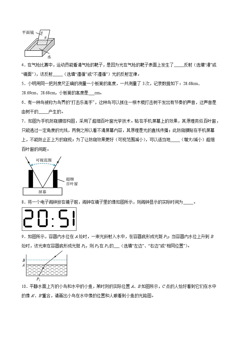 八年级物理上学期期中模拟卷【测试范围:八上第1-3.4章】(考试版)第2页