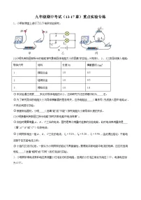2025-2026学年人教版九年级物理全一册期中（13--17章）重点实验专题训练（含解析）