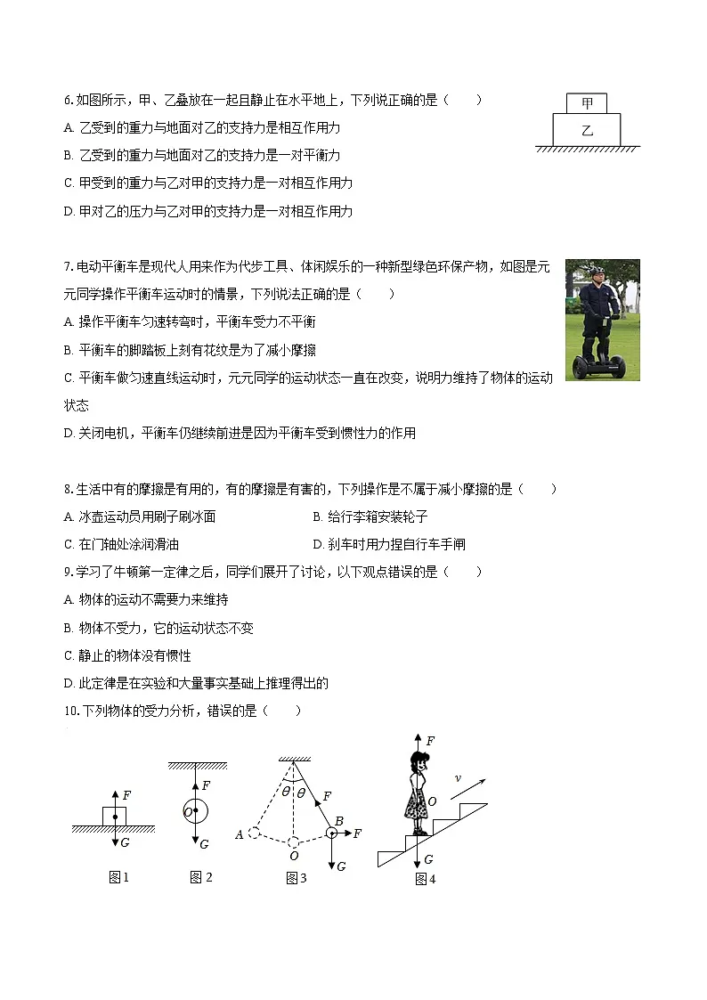 2024-2025学年广东省深圳实验中学初中部八年级(下)期中物理试卷-自定义类型第2页