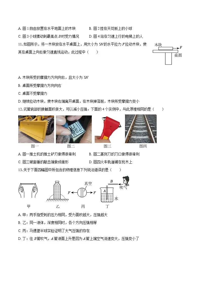 2024-2025学年广东省深圳实验中学初中部八年级(下)期中物理试卷-自定义类型第3页