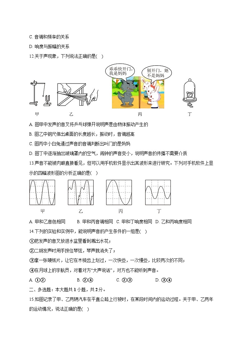 山东省东营市胜利第十三中学2025_2026学年八年级上册第一次月考物理试题【附答案】第3页