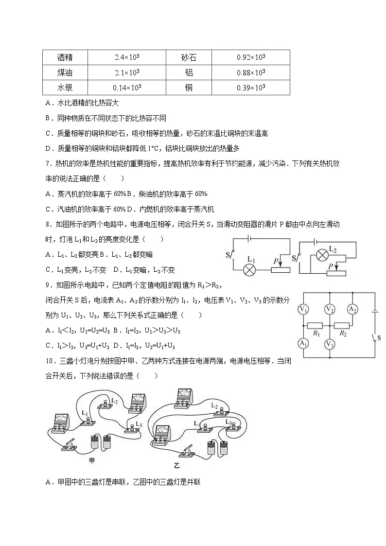 四川省资阳市安岳县石羊初级中学 2025_2026学年九年级上册期中考试物理测试题【附答案】第2页