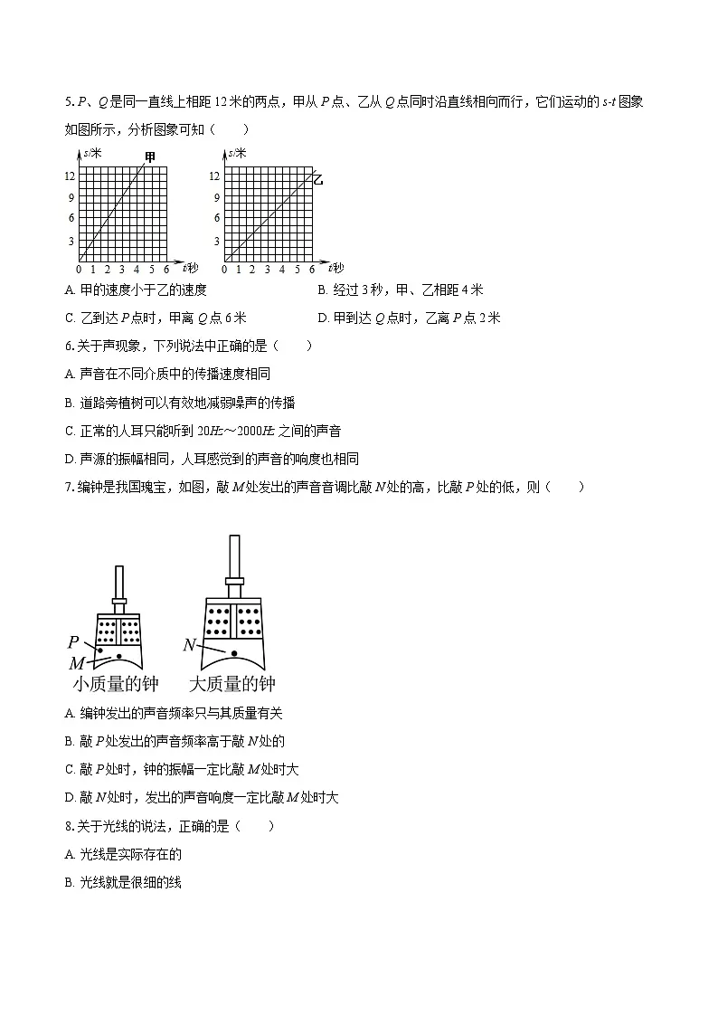 2025-2026学年山东省威海市经开区八年级(上)质检物理试卷(10月份)(五四学制)-自定义类型第2页