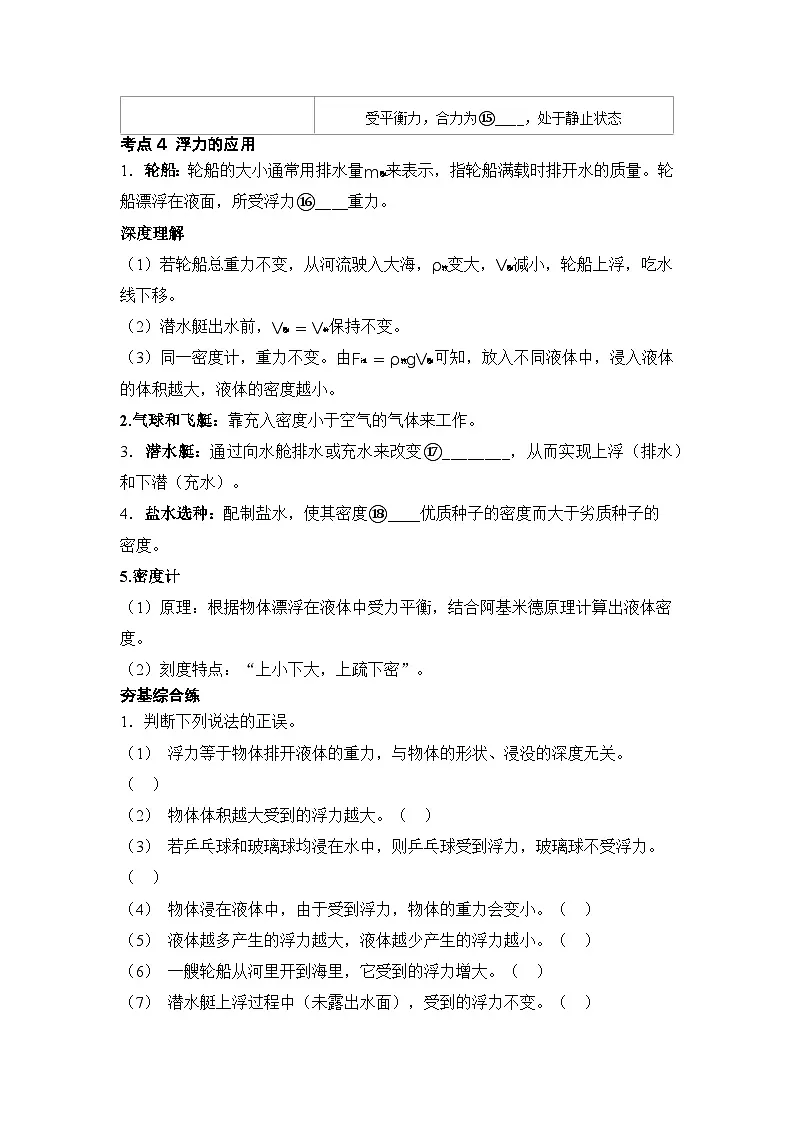 第15讲 浮力 练习 2026年中考物理一轮复习(山东)第3页