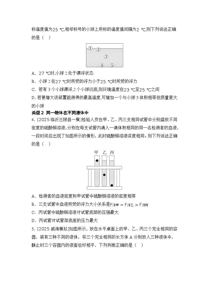 微专题2 浮力、压强综合分析 练习 2026年中考物理一轮复习(山东)第2页
