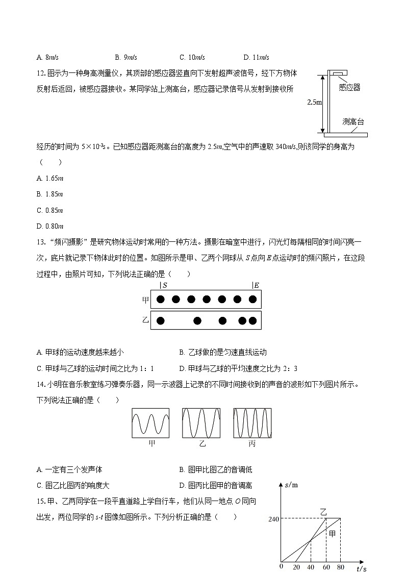 2025-2026学年山东省聊城市东昌府区孟达外国语联盟八年级(上)月考物理试卷(10月份)-自定义类型第3页