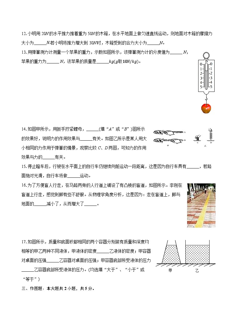 2024-2025学年青海省西宁市海湖中学八年级(下)期中物理试卷第3页