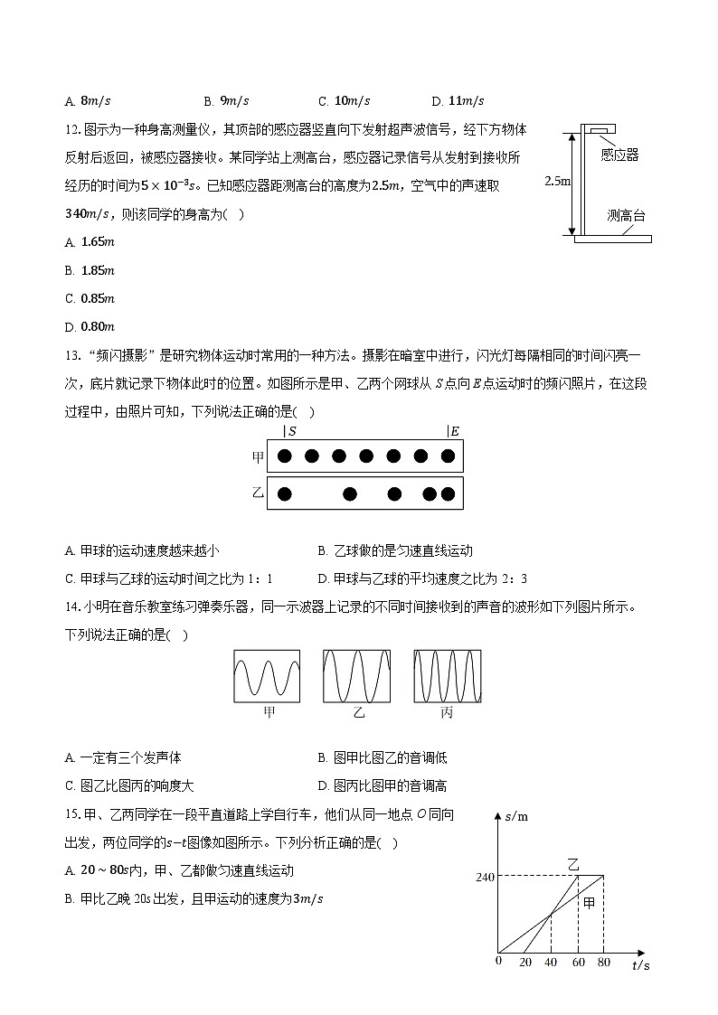 2025-2026学年山东省聊城市东昌府区孟达外国语联盟八年级(上)月考物理试卷(10月份)第3页