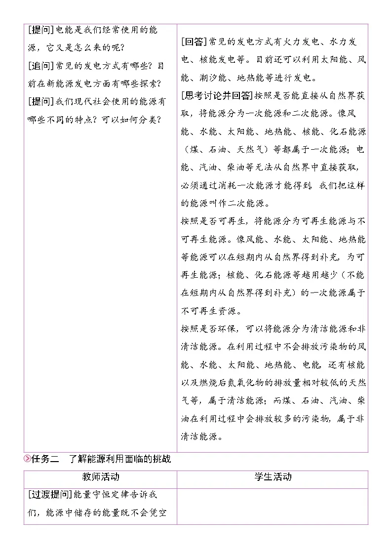 22.1能源利用的现状和面临的挑战 教学设计 2025-2026学年物理九年级全一册 人教版第3页