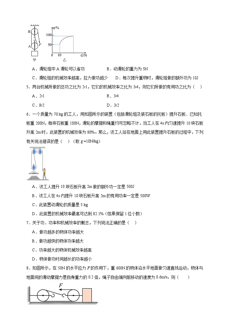 北师大版初中物理八年级下册 9.5探究使用机械是否省功课堂通行证 同步练习(含解析)第2页