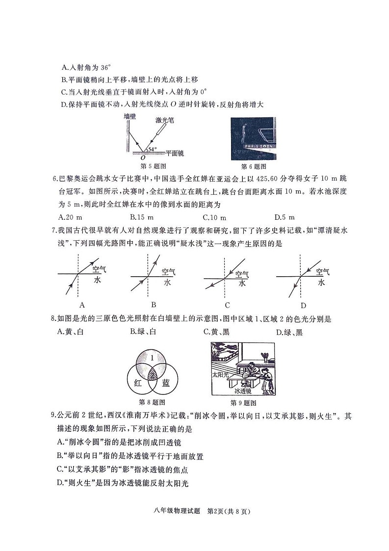 山东省枣庄市2024_2025学年上学期期末考试 八年级物理试题第2页