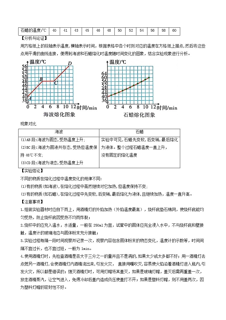 (人教版)八年级物理上册同步练习第三单元《物态变化》3.探究固体熔化时温度的变化规律(双基过关)(原卷版)第2页