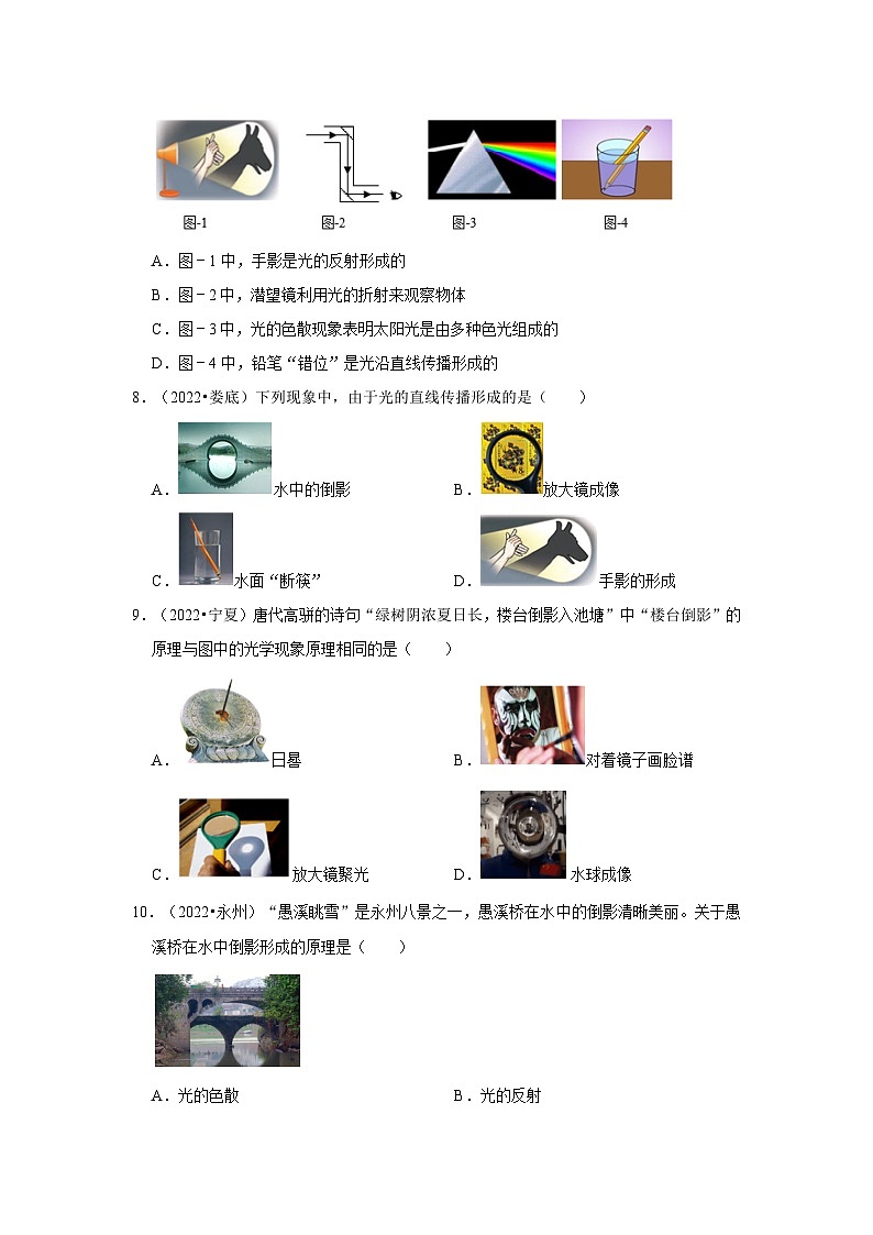 (人教版)中考物理一轮复习考点讲与练第4章 光现象真题演练(原卷版)第3页