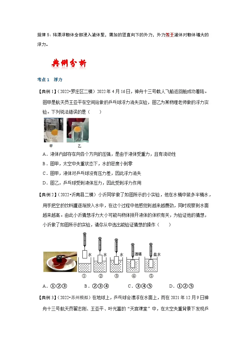 (人教版)中考物理一轮复习考点讲与练第十章 浮力(原卷版)第3页