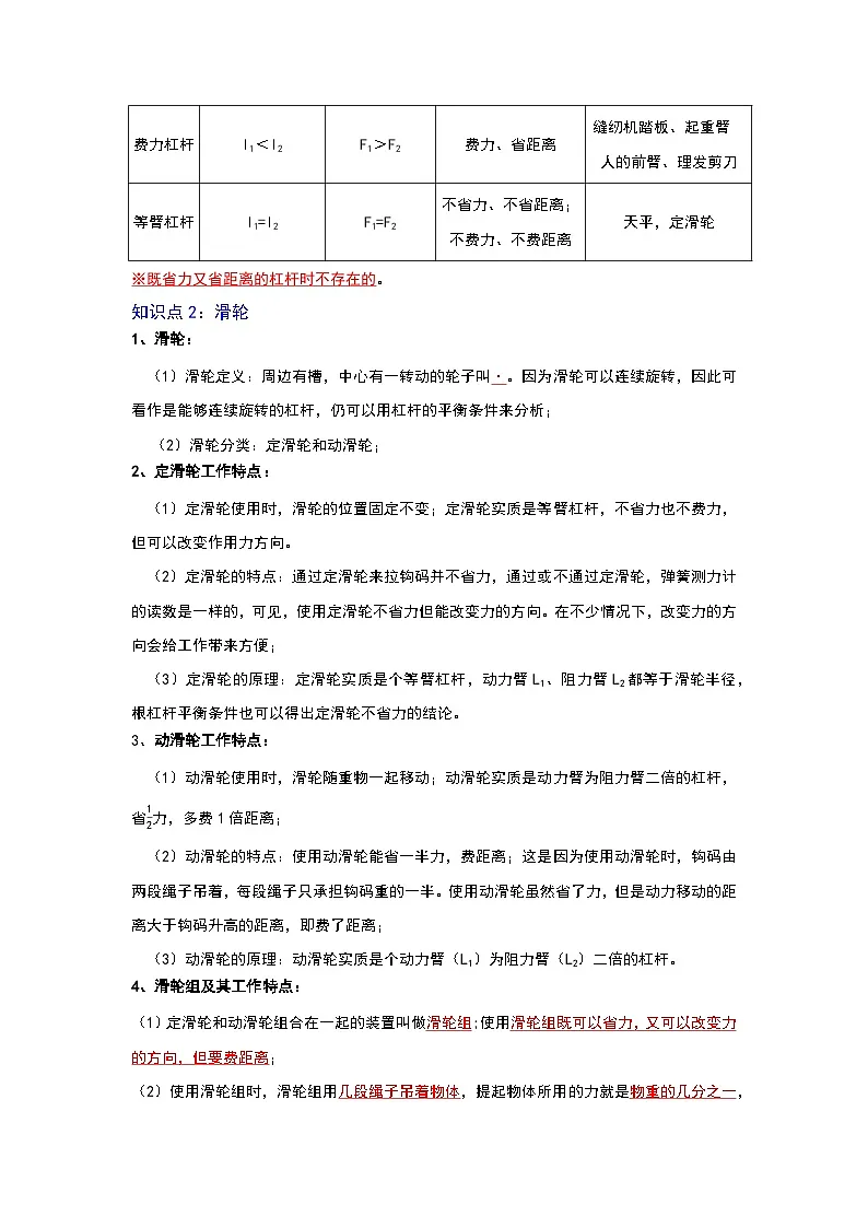 (人教版)中考物理一轮复习考点讲与练第十二章 简单机械(原卷版)第3页