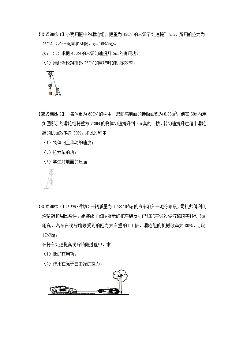 (人教版)八年级物理下册期末考点复习训练专题13 利用公式计算多种机械的效率(原卷版)第3页