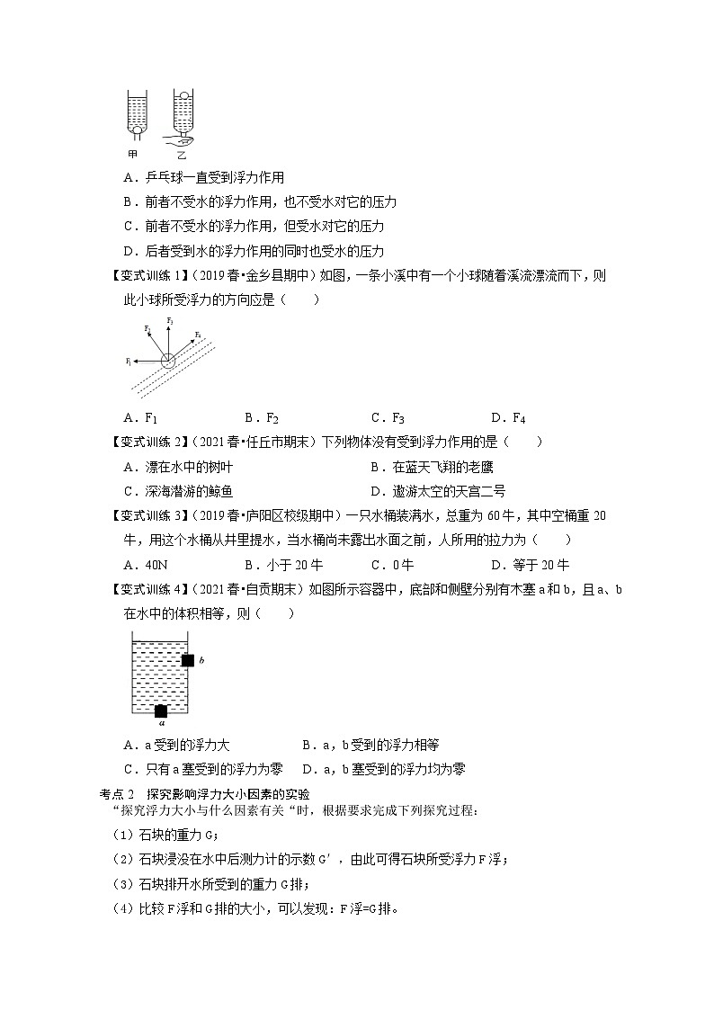 (人教版)八年级物理下册同步考点讲与练10.1 浮力(原卷版)第2页