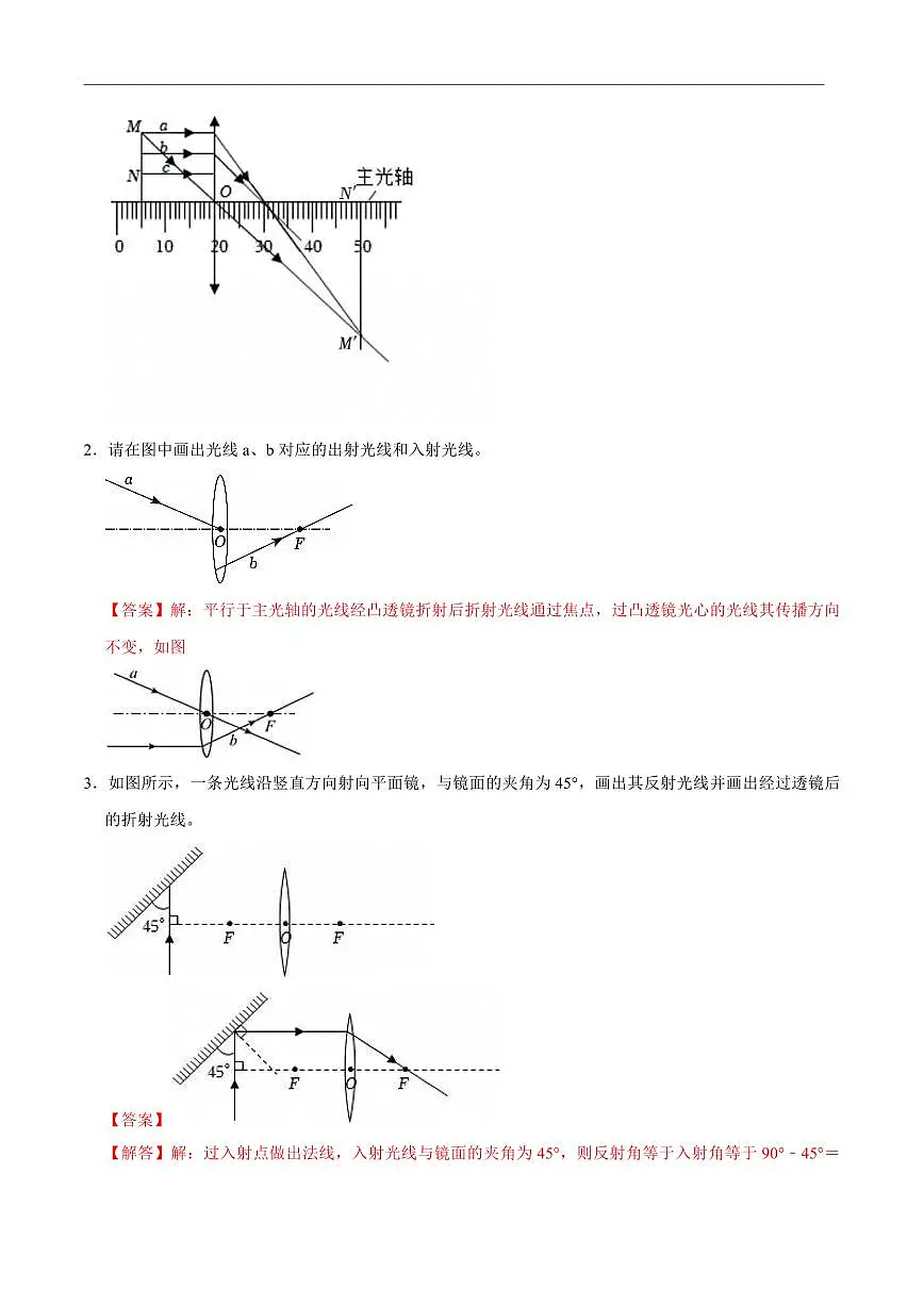 【25八上】物理 备考重难点训练专题7 透镜及其应用作图与实验专题(解析版)第2页
