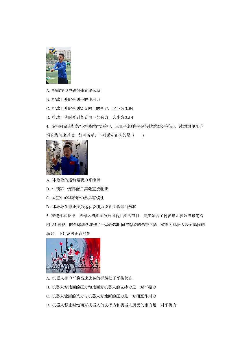 贵州省黔南布依族苗族自治州2024-2025学年八年级下学期期中物理试卷(学生版)第2页