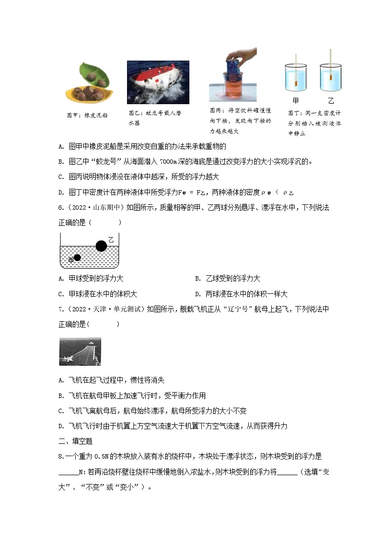 (人教版)八年级物理下册同步课时练习10.3 物体的浮沉条件及应用(原卷版)第2页