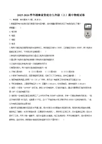 2025-2026学年湖南省娄底市九年级（上）期中物理试卷-自定义类型