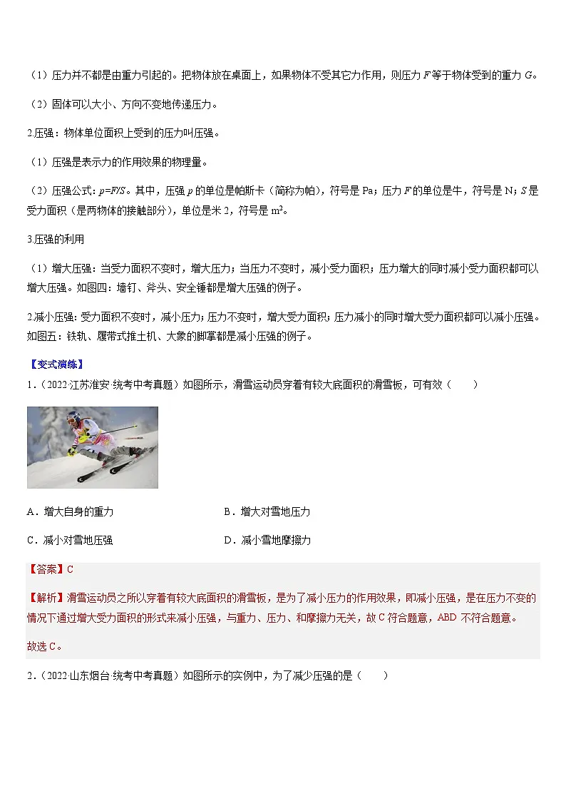 中考物理二轮复习考点题型归纳与变式演练专题11 压强(解析版)第2页