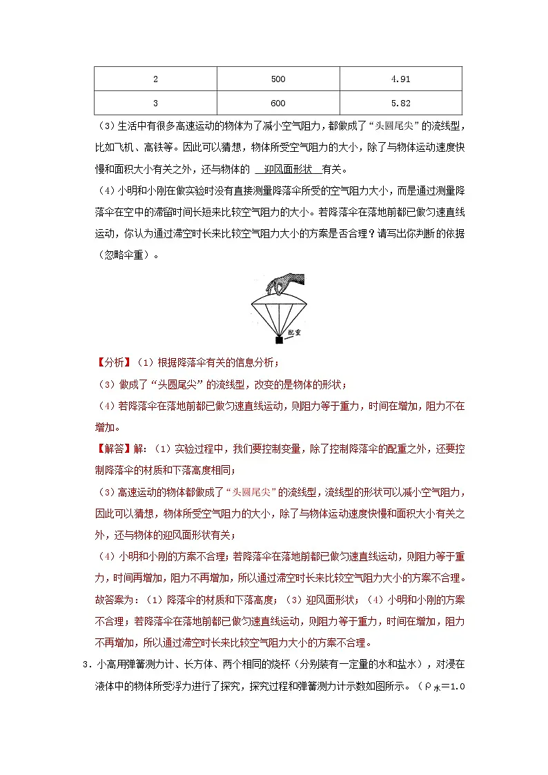 中考物理一轮复习实验与探究训练专题10 浮力与压强(解析版)第3页
